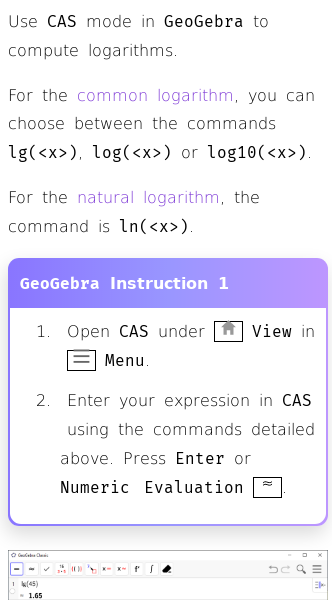 Article on How to Compute Logarithms in GeoGebra