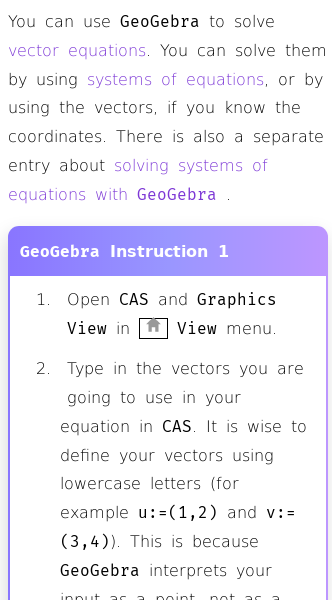 Article on How to Solve Vector Equations with GeoGebra
