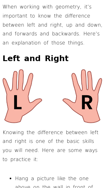 Article on Left and Right, Up and Down, Backwards and Forwards