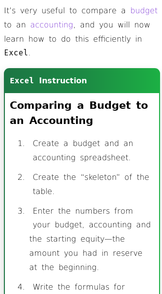 Article on Comparing Budget and Accounting in Excel