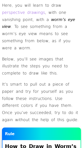 Article on Drawing Worm's Eye View with One Vanishing Point