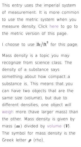 Article on How to Find Volumetric Mass Density (Imperial)