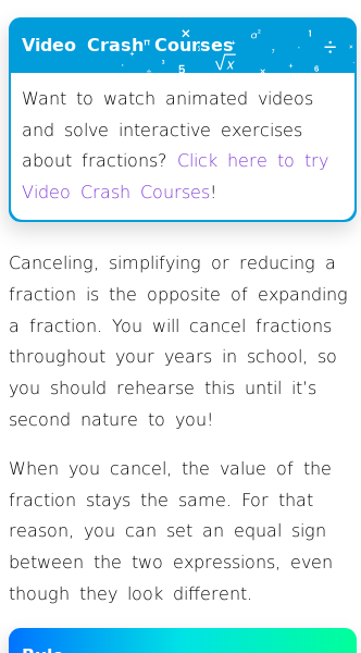 Article on How to Simplify a Fraction by Canceling