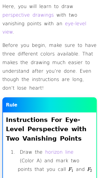 Article on Drawing Eye Level Perspective with Two Vanishing Points