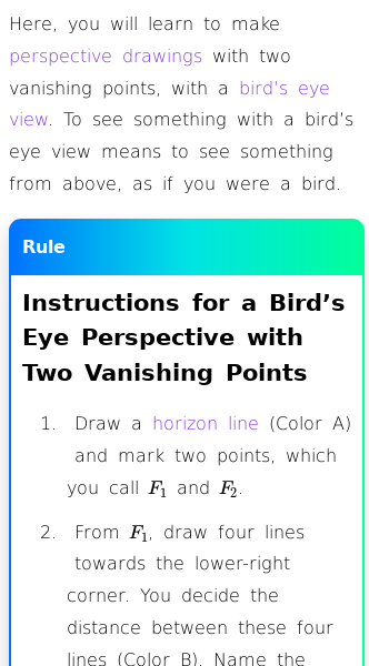 Article on Drawing Bird's Eye View with Two Vanishing Points