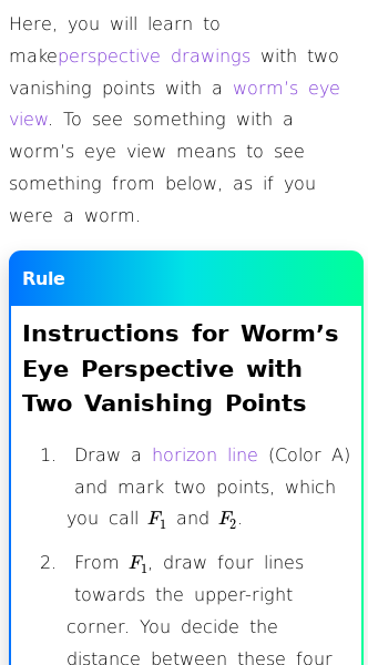 Article on Drawing Worm's Eye View with Two Vanishing Points