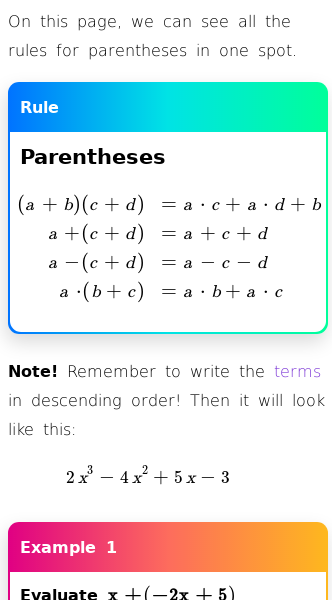 Parentheses with Variables | Free Math Encyclopedia