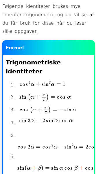 Oppslag om Liste over trigonometriske identiteter