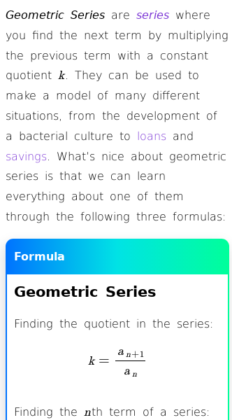 Article on Geometric Series Formulas