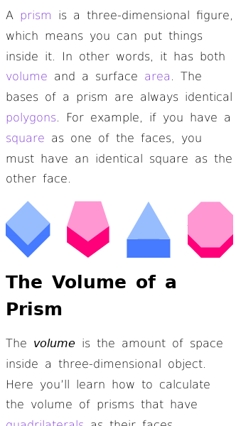 Article on How to Find Surface Area and Volume of a Prism