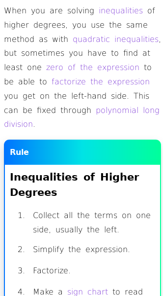 Article on How to Solve Inequalities of Degree 3 or More