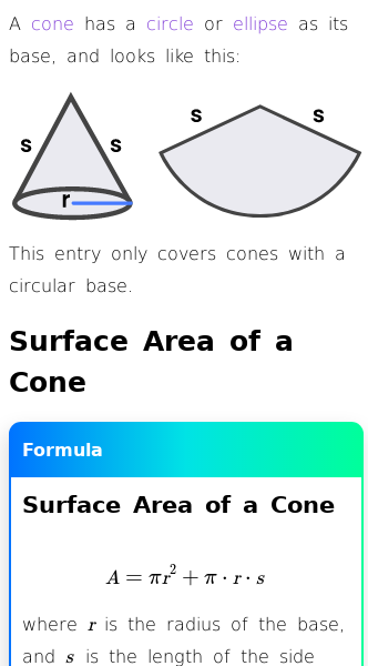 Article on How to Find Volume and Surface Area of a Cone