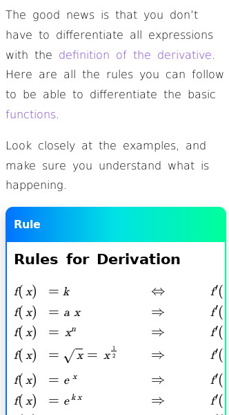Article on Rules of Differentiation for Finding Derivatives