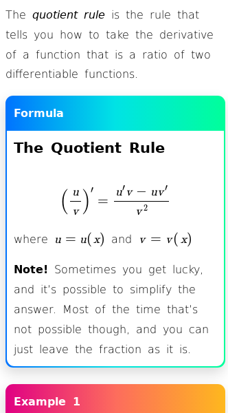Article on How to Differentiate Functions Using the Quotient Rule