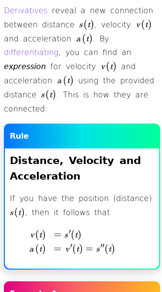 Article on Derivation of Distance to Get Velocity and Acceleration